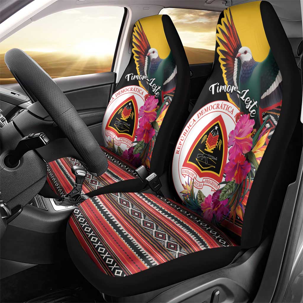 Timor-Leste Car Seat Cover Timor Imperial Pigeon Hibiscus - Wonder Print Shop