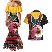 Personalized Timor-Leste Couples Matching Mermaid Dress and Hawaiian Shirt Timor Imperial Pigeon Hibiscus - Wonder Print Shop