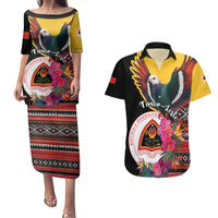 Personalized Timor-Leste Couples Matching Puletasi and Hawaiian Shirt Timor Imperial Pigeon Hibiscus - Wonder Print Shop