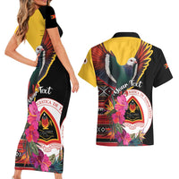 Personalized Timor-Leste Couples Matching Short Sleeve Bodycon Dress and Hawaiian Shirt Timor Imperial Pigeon Hibiscus - Wonder Print Shop
