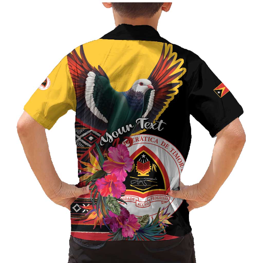 Personalized Timor-Leste Family Matching Mermaid Dress and Hawaiian Shirt Timor Imperial Pigeon Hibiscus - Wonder Print Shop
