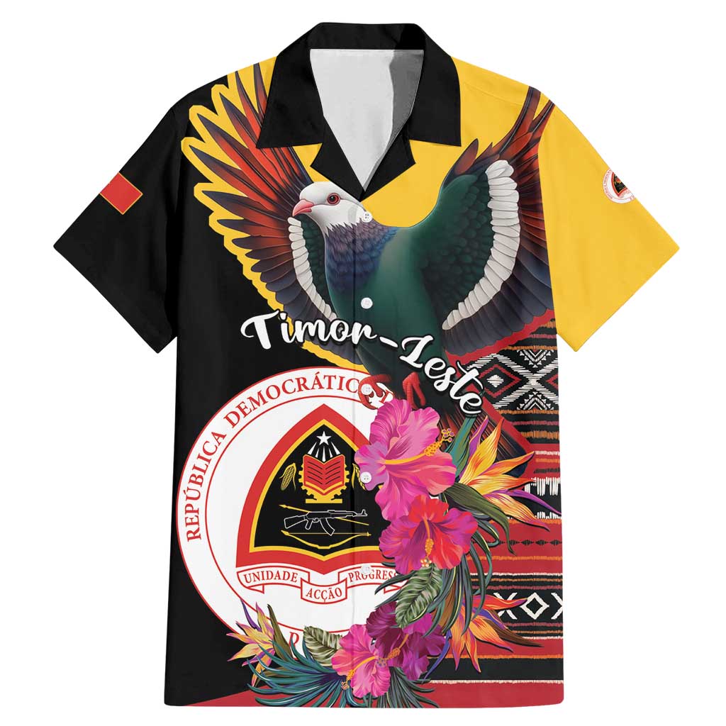 Personalized Timor-Leste Family Matching Mermaid Dress and Hawaiian Shirt Timor Imperial Pigeon Hibiscus - Wonder Print Shop