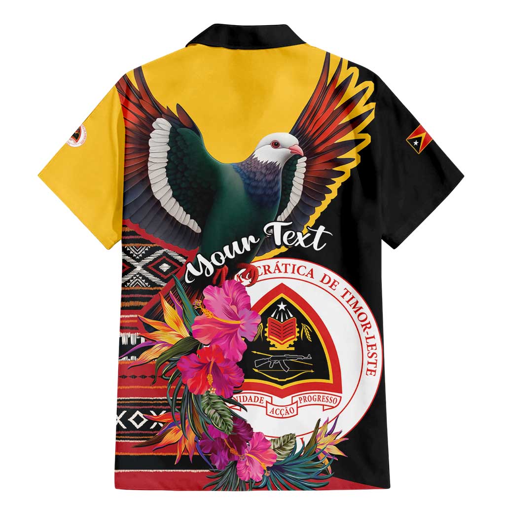 Personalized Timor-Leste Family Matching Mermaid Dress and Hawaiian Shirt Timor Imperial Pigeon Hibiscus - Wonder Print Shop