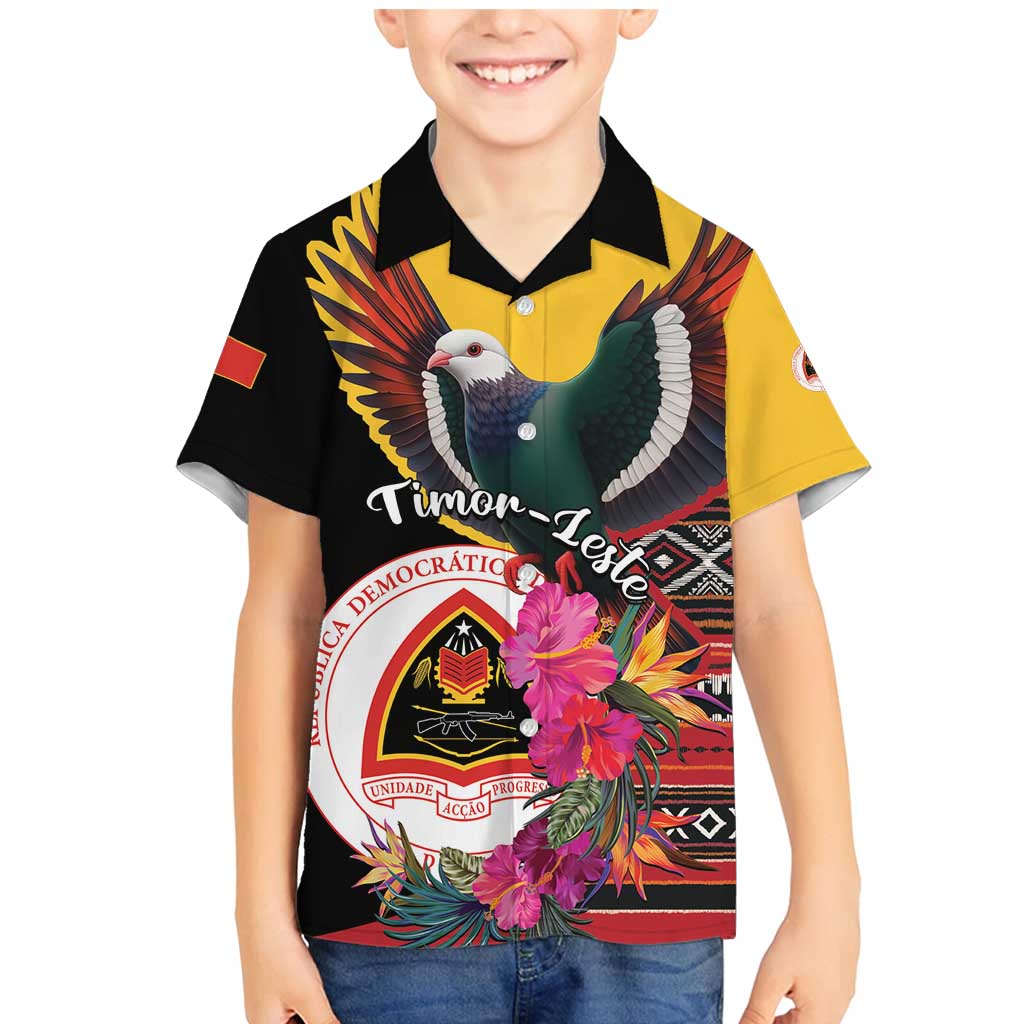 Personalized Timor-Leste Family Matching Mermaid Dress and Hawaiian Shirt Timor Imperial Pigeon Hibiscus - Wonder Print Shop