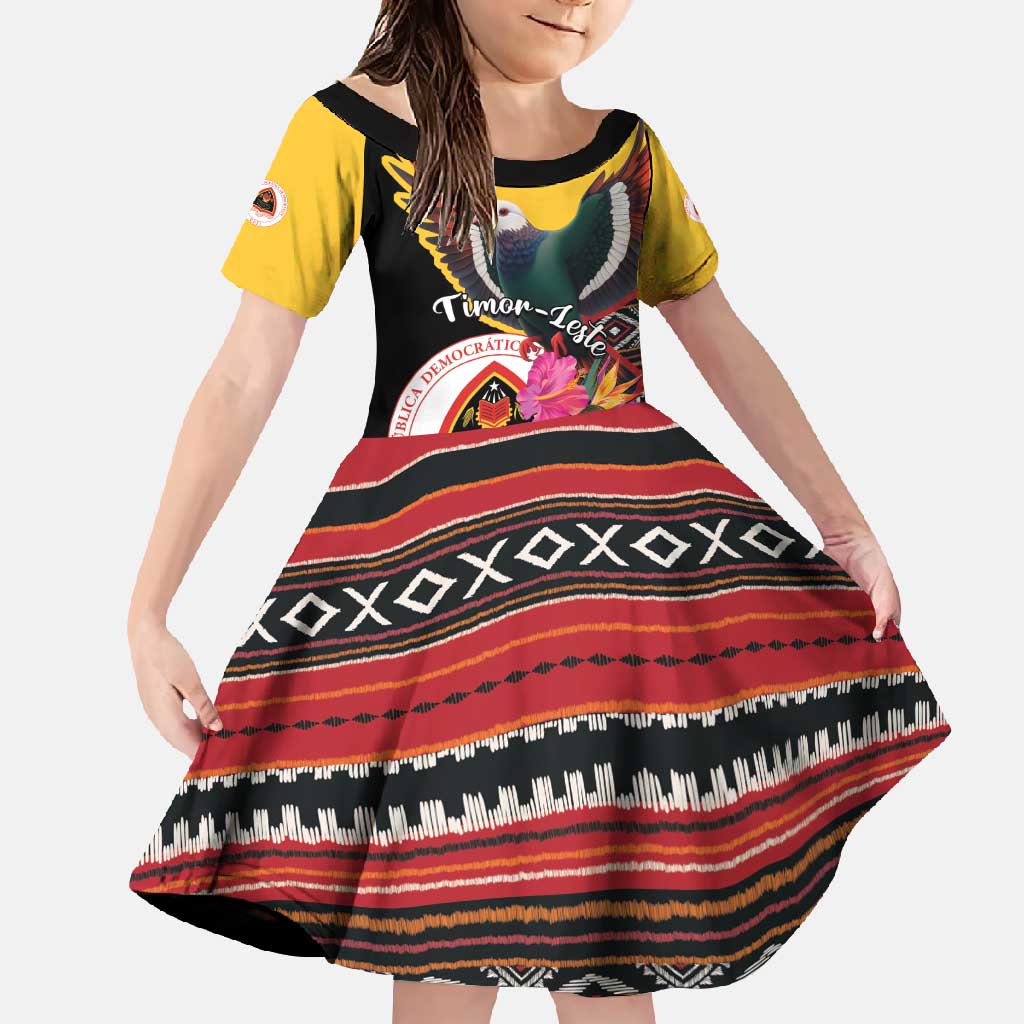 Personalized Timor-Leste Family Matching Off Shoulder Maxi Dress and Hawaiian Shirt Timor Imperial Pigeon Hibiscus - Wonder Print Shop