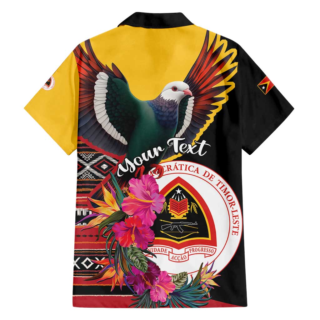 Personalized Timor-Leste Family Matching Off Shoulder Maxi Dress and Hawaiian Shirt Timor Imperial Pigeon Hibiscus - Wonder Print Shop