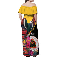 Personalized Timor-Leste Family Matching Off Shoulder Maxi Dress and Hawaiian Shirt Timor Imperial Pigeon Hibiscus - Wonder Print Shop