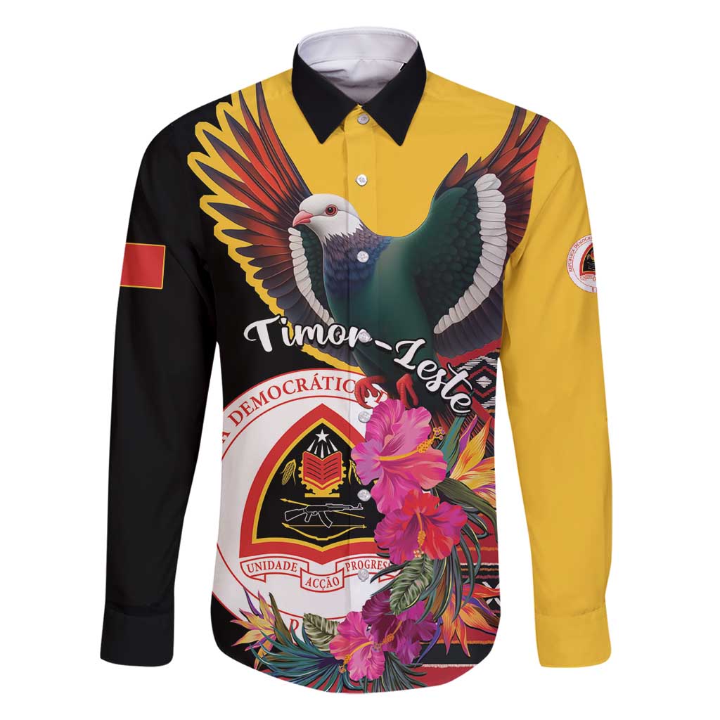 Personalized Timor-Leste Family Matching Off Shoulder Short Dress and Hawaiian Shirt Timor Imperial Pigeon Hibiscus - Wonder Print Shop