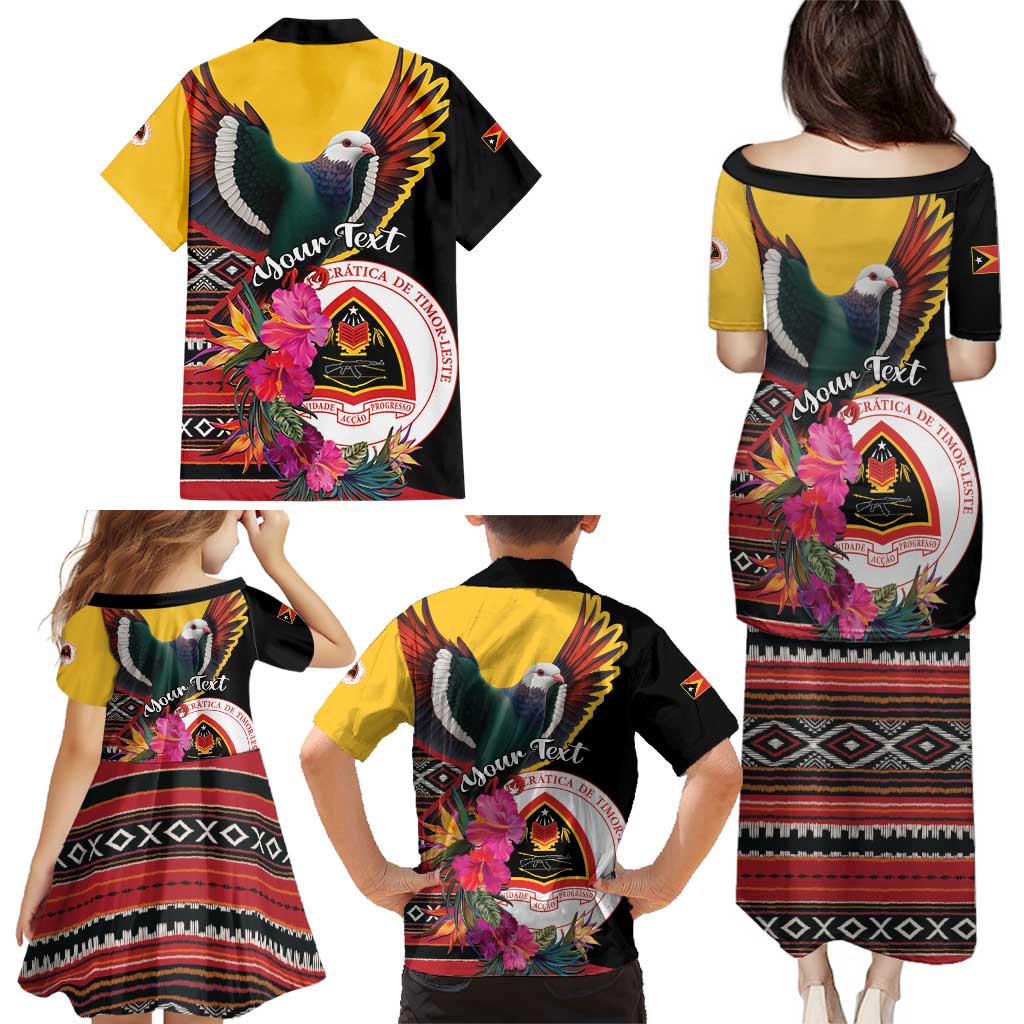 Personalized Timor-Leste Family Matching Puletasi and Hawaiian Shirt Timor Imperial Pigeon Hibiscus - Wonder Print Shop