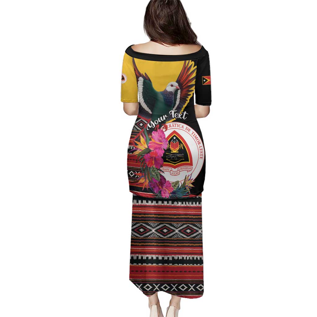 Personalized Timor-Leste Family Matching Puletasi and Hawaiian Shirt Timor Imperial Pigeon Hibiscus - Wonder Print Shop