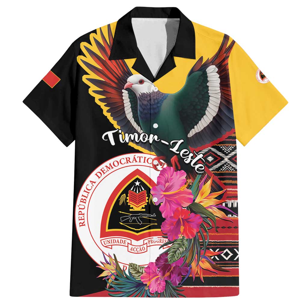 Personalized Timor-Leste Family Matching Summer Maxi Dress and Hawaiian Shirt Timor Imperial Pigeon Hibiscus - Wonder Print Shop