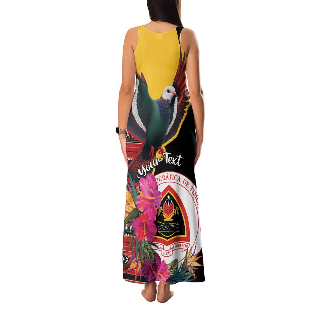 Personalized Timor-Leste Family Matching Tank Maxi Dress and Hawaiian Shirt Timor Imperial Pigeon Hibiscus - Wonder Print Shop