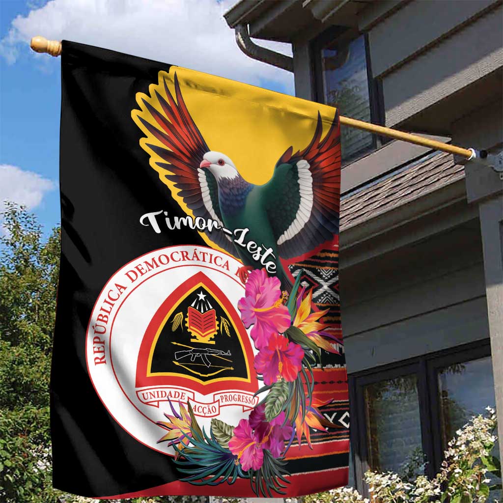 Timor-Leste Garden Flag Timor Imperial Pigeon Hibiscus - Wonder Print Shop