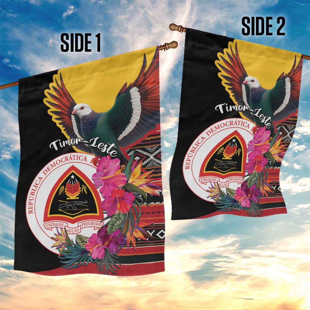 Timor-Leste Garden Flag Timor Imperial Pigeon Hibiscus - Wonder Print Shop