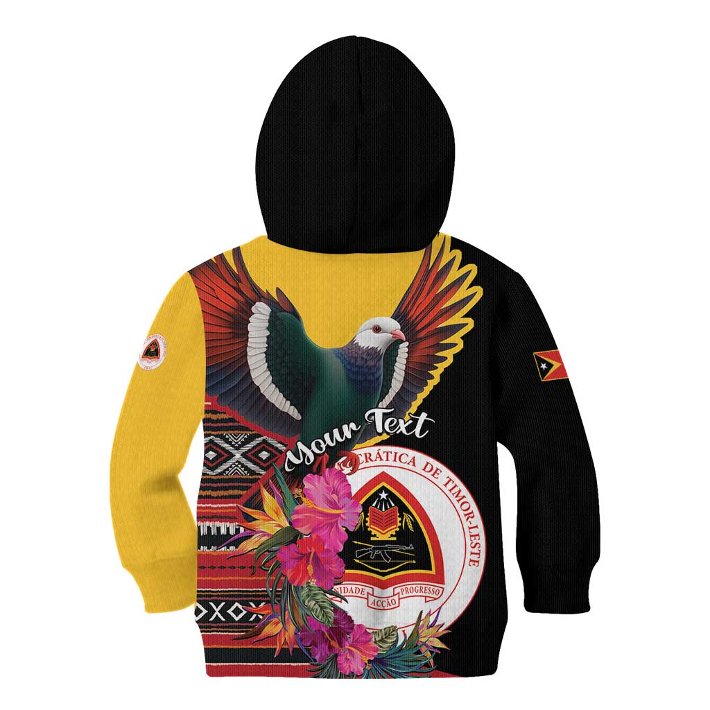 Personalized Timor-Leste Kid Hoodie Timor Imperial Pigeon Hibiscus - Wonder Print Shop