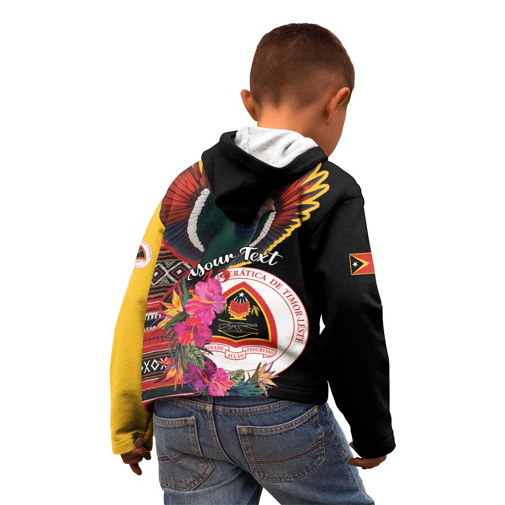 Personalized Timor-Leste Kid Hoodie Timor Imperial Pigeon Hibiscus - Wonder Print Shop