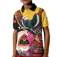 Personalized Timor-Leste Kid Polo Shirt Timor Imperial Pigeon Hibiscus - Wonder Print Shop