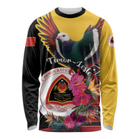 Personalized Timor-Leste Long Sleeve Shirt Timor Imperial Pigeon Hibiscus - Wonder Print Shop
