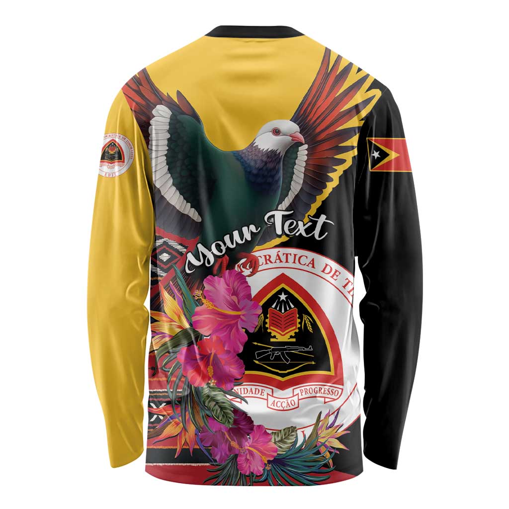 Personalized Timor-Leste Long Sleeve Shirt Timor Imperial Pigeon Hibiscus - Wonder Print Shop