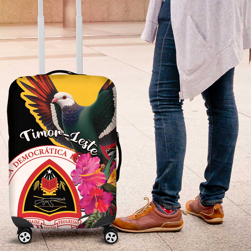 Timor-Leste Luggage Cover Timor Imperial Pigeon Hibiscus - Wonder Print Shop