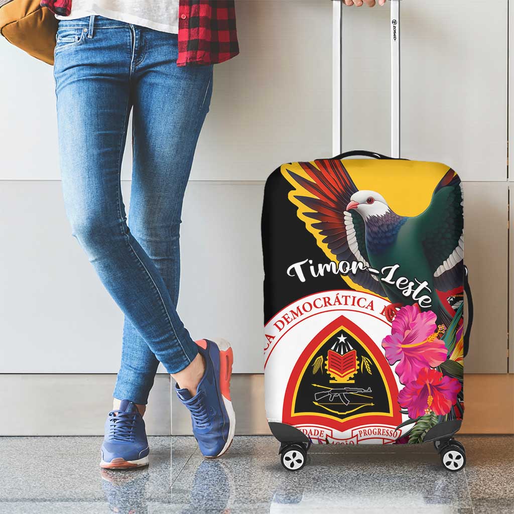 Timor-Leste Luggage Cover Timor Imperial Pigeon Hibiscus - Wonder Print Shop