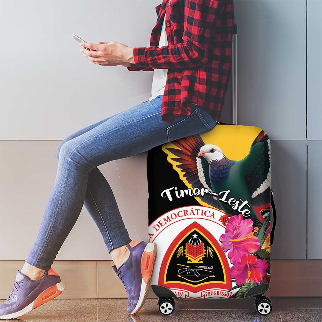 Timor-Leste Luggage Cover Timor Imperial Pigeon Hibiscus - Wonder Print Shop