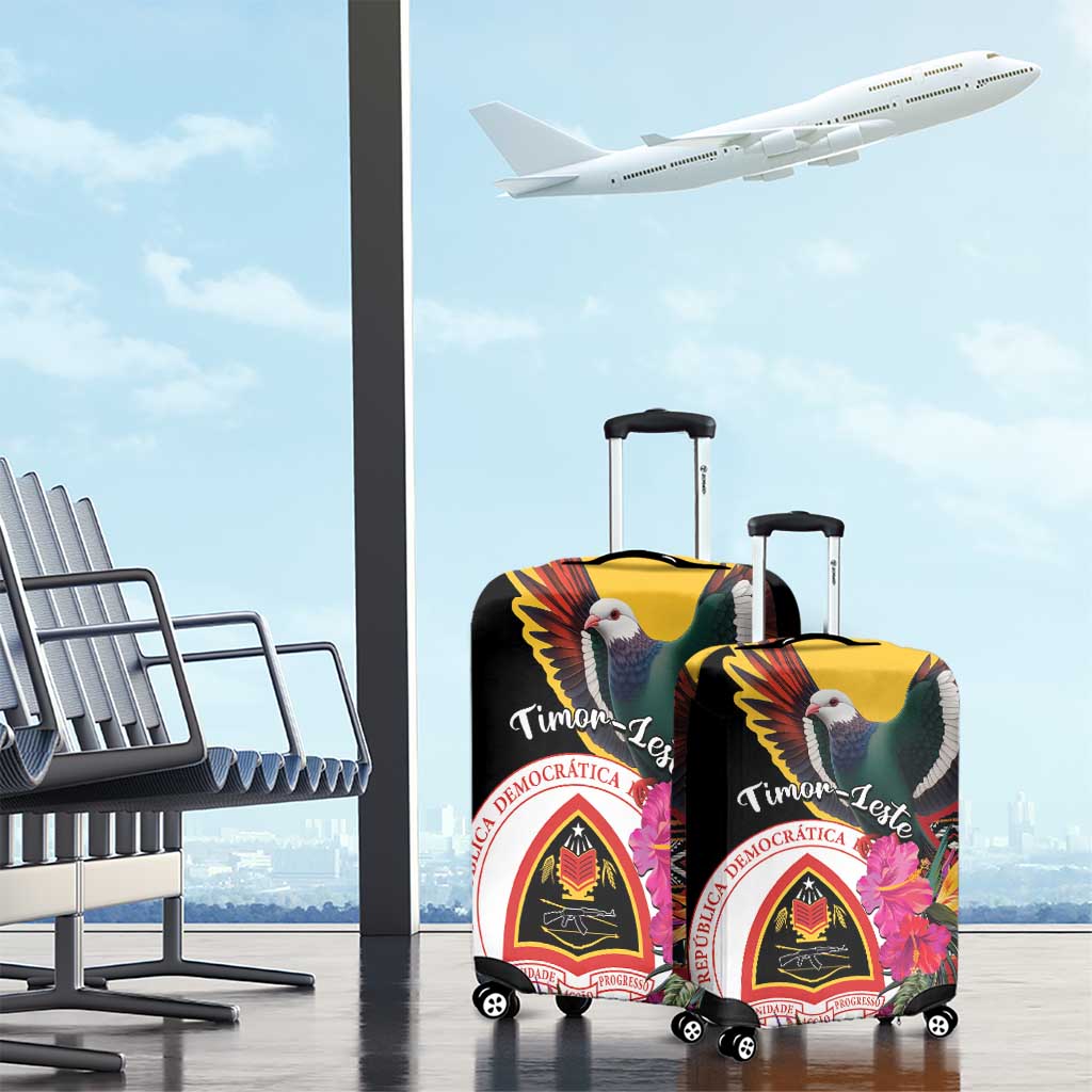 Timor-Leste Luggage Cover Timor Imperial Pigeon Hibiscus - Wonder Print Shop