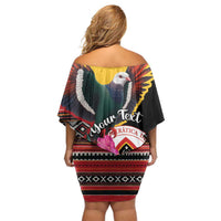 Personalized Timor-Leste Off Shoulder Short Dress Timor Imperial Pigeon Hibiscus - Wonder Print Shop