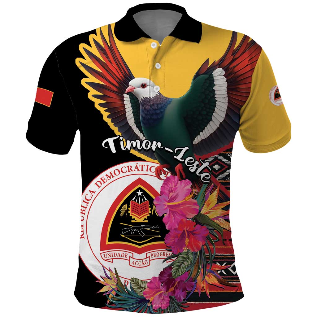 Personalized Timor-Leste Polo Shirt Timor Imperial Pigeon Hibiscus - Wonder Print Shop
