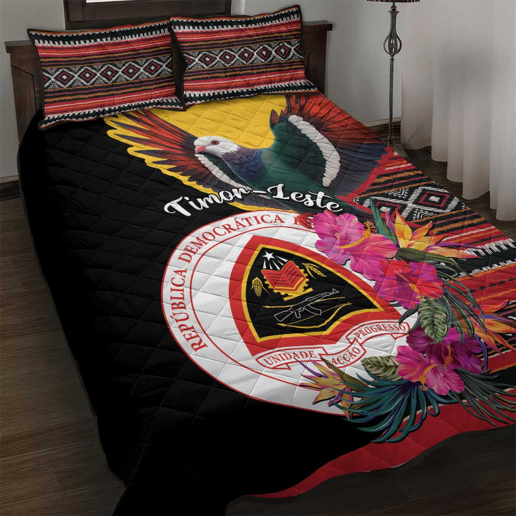 Timor-Leste Quilt Bed Set Timor Imperial Pigeon Hibiscus - Wonder Print Shop