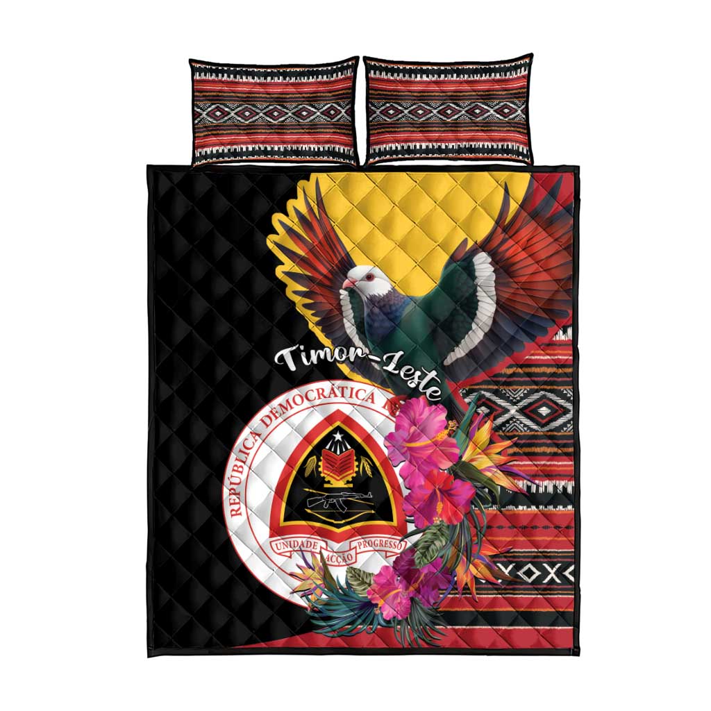 Timor-Leste Quilt Bed Set Timor Imperial Pigeon Hibiscus - Wonder Print Shop
