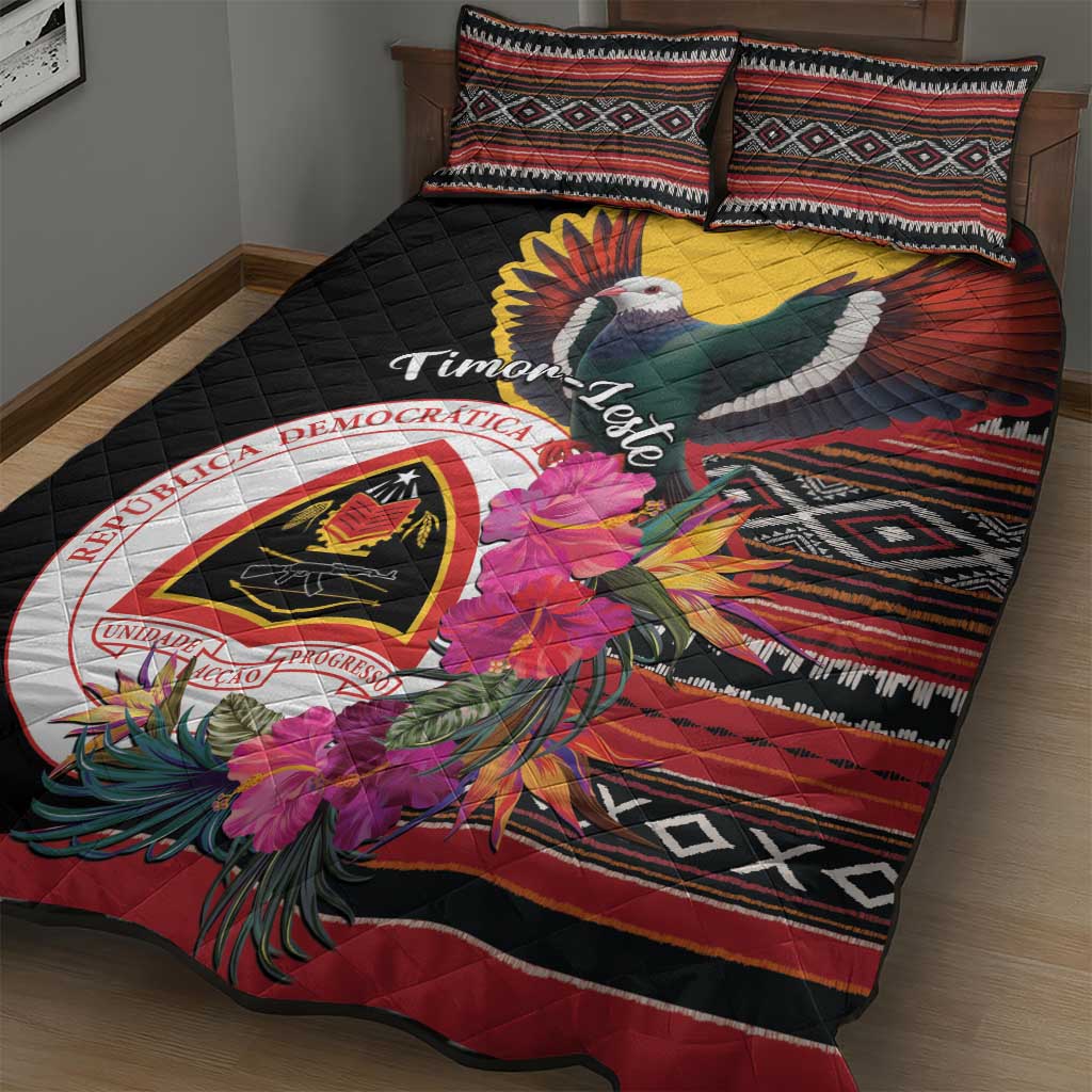 Timor-Leste Quilt Bed Set Timor Imperial Pigeon Hibiscus - Wonder Print Shop