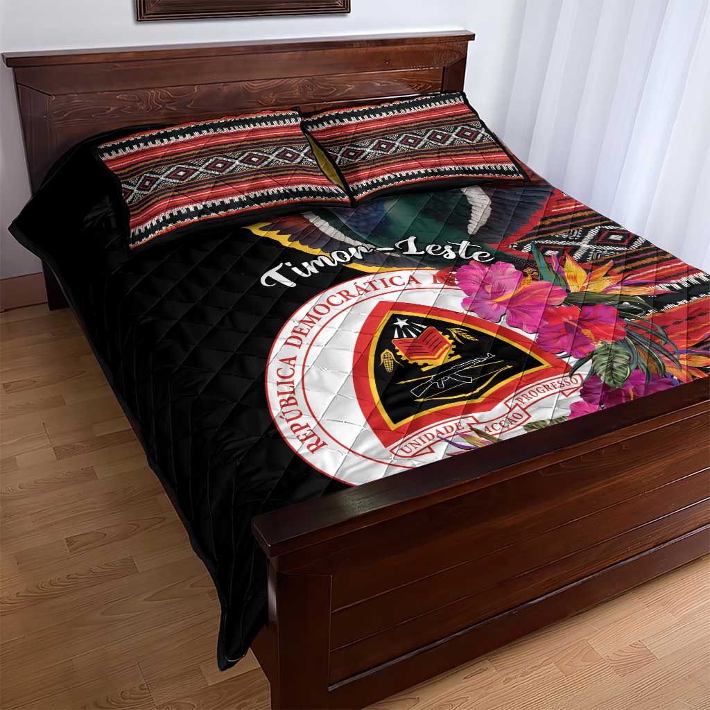 Timor-Leste Quilt Bed Set Timor Imperial Pigeon Hibiscus - Wonder Print Shop