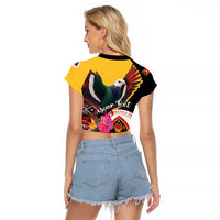 Personalized Timor-Leste Raglan Cropped T Shirt Timor Imperial Pigeon Hibiscus - Wonder Print Shop