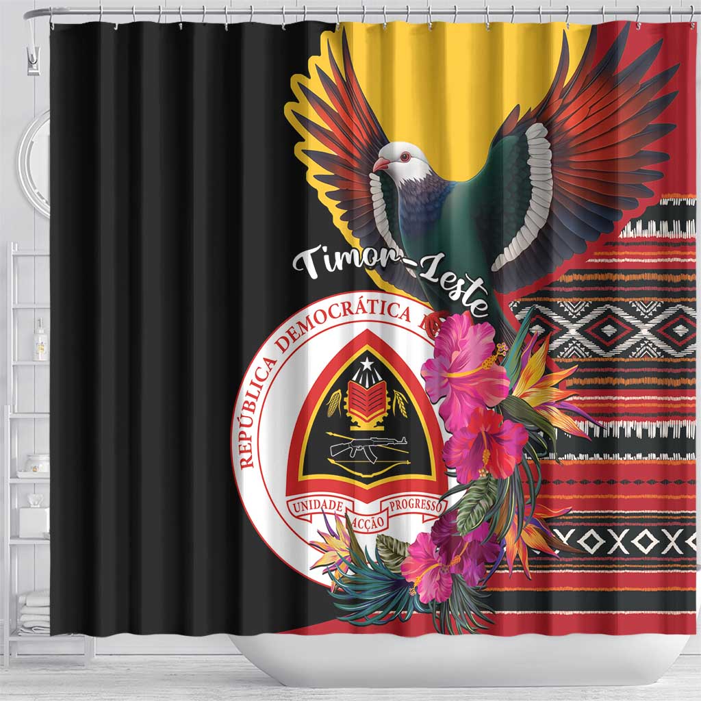Timor-Leste Shower Curtain Timor Imperial Pigeon Hibiscus