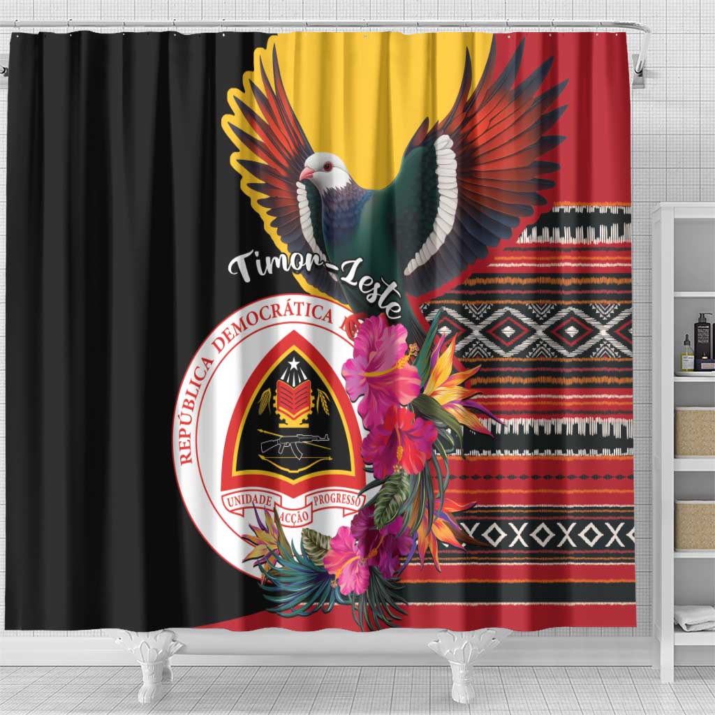 Timor-Leste Shower Curtain Timor Imperial Pigeon Hibiscus