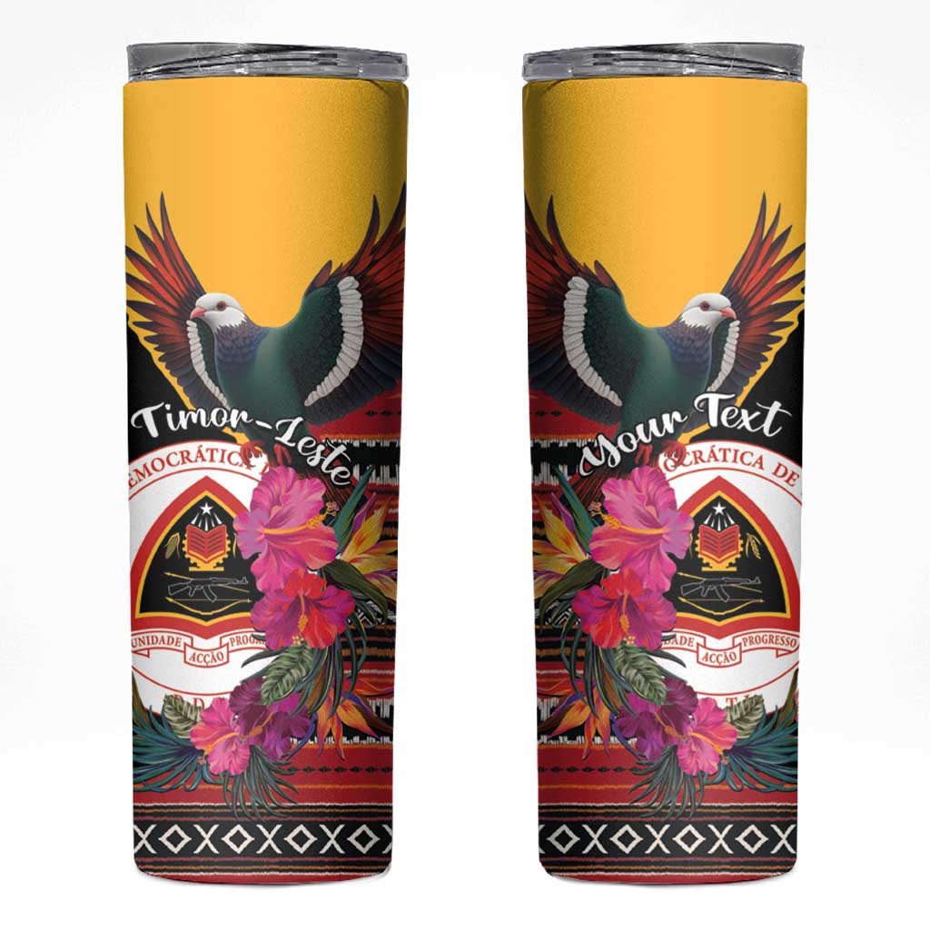 Personalized Timor-Leste Skinny Tumbler Timor Imperial Pigeon Hibiscus - Wonder Print Shop
