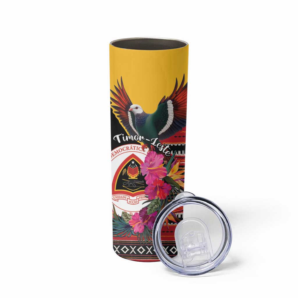 Personalized Timor-Leste Skinny Tumbler Timor Imperial Pigeon Hibiscus - Wonder Print Shop
