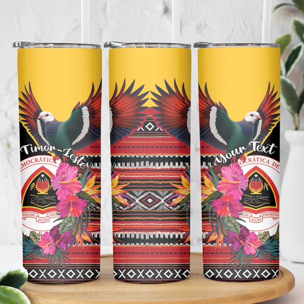 Personalized Timor-Leste Skinny Tumbler Timor Imperial Pigeon Hibiscus - Wonder Print Shop