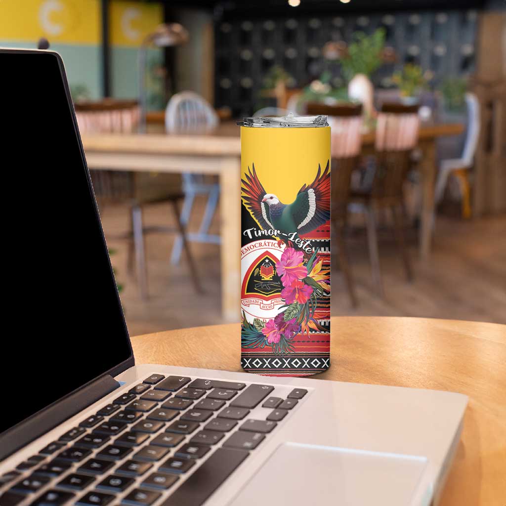 Personalized Timor-Leste Skinny Tumbler Timor Imperial Pigeon Hibiscus - Wonder Print Shop