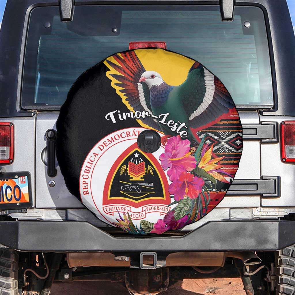 Timor-Leste Spare Tire Cover Timor Imperial Pigeon Hibiscus - Wonder Print Shop