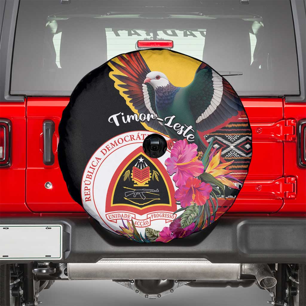 Timor-Leste Spare Tire Cover Timor Imperial Pigeon Hibiscus - Wonder Print Shop