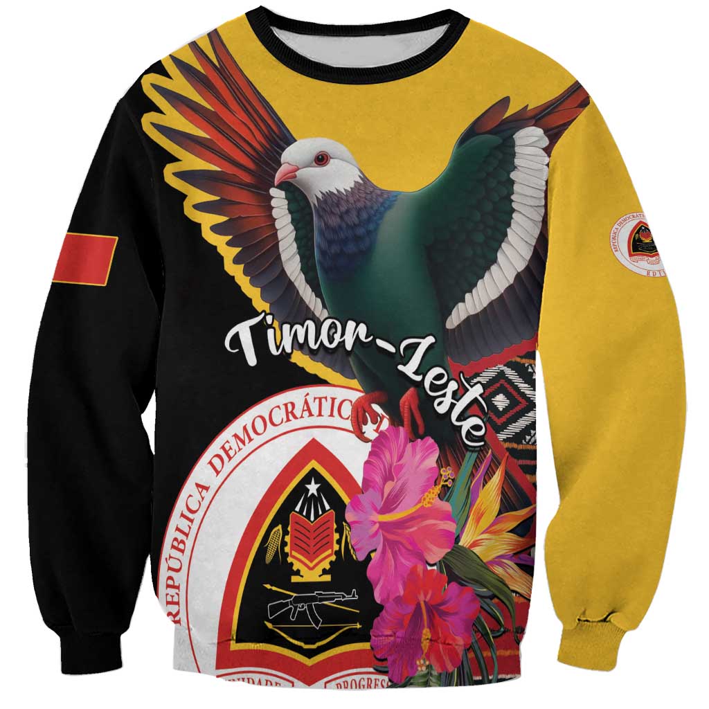 Personalized Timor-Leste Sweatshirt Timor Imperial Pigeon Hibiscus - Wonder Print Shop