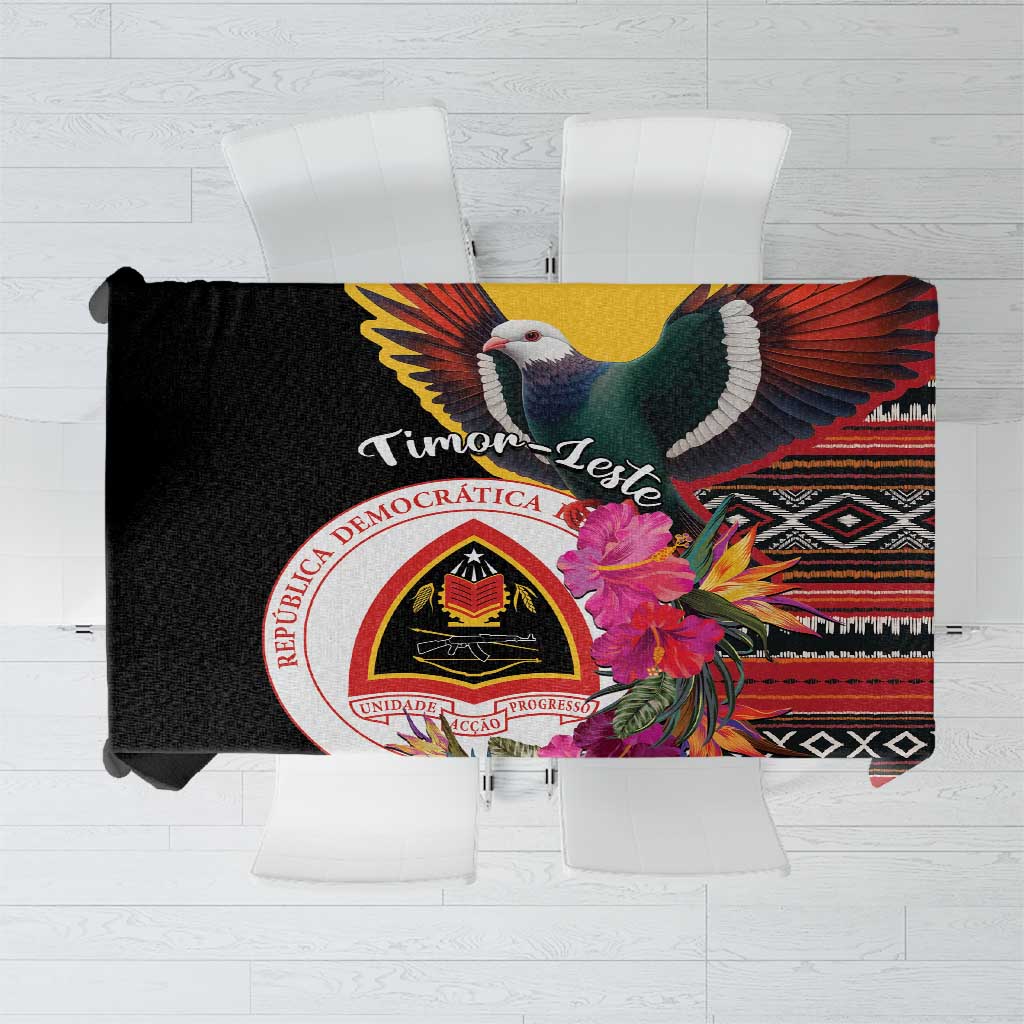 Timor-Leste Tablecloth Timor Imperial Pigeon Hibiscus - Wonder Print Shop
