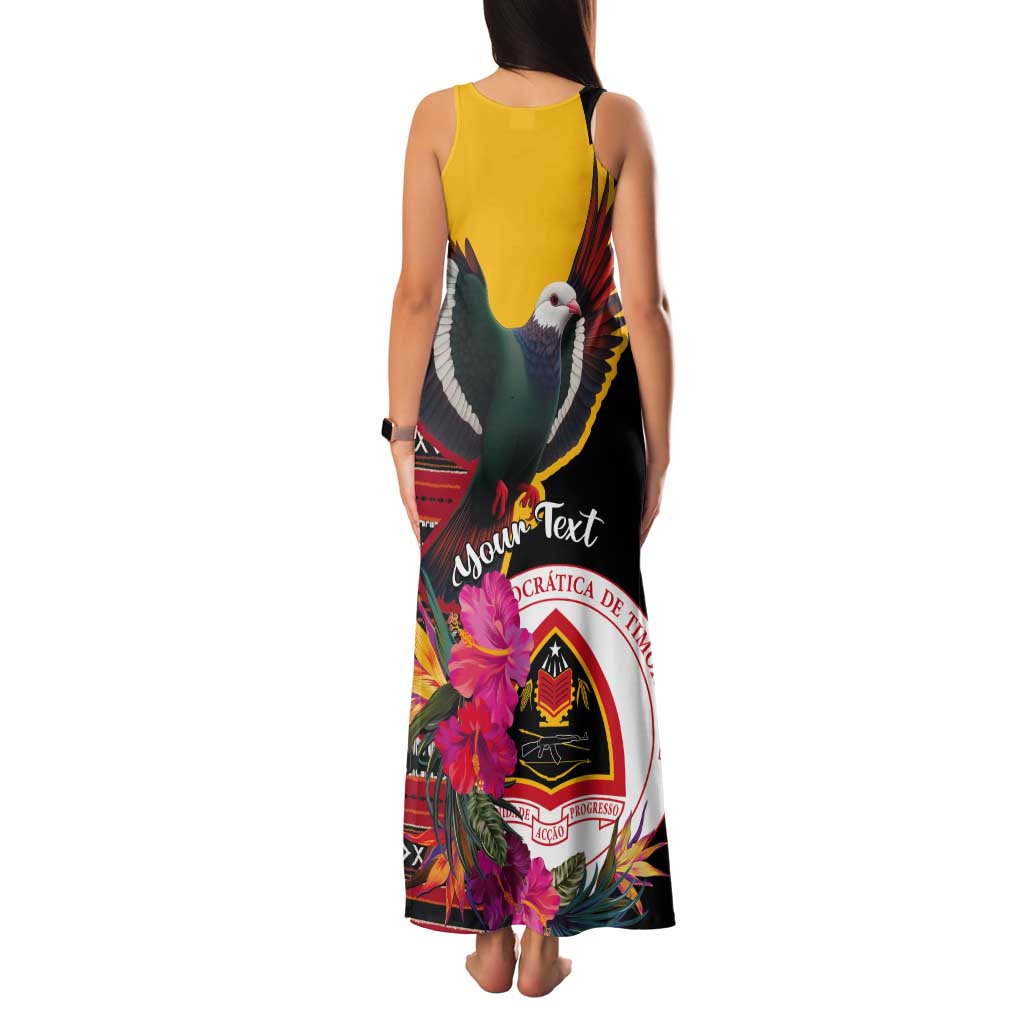 Personalized Timor-Leste Tank Maxi Dress Timor Imperial Pigeon Hibiscus - Wonder Print Shop