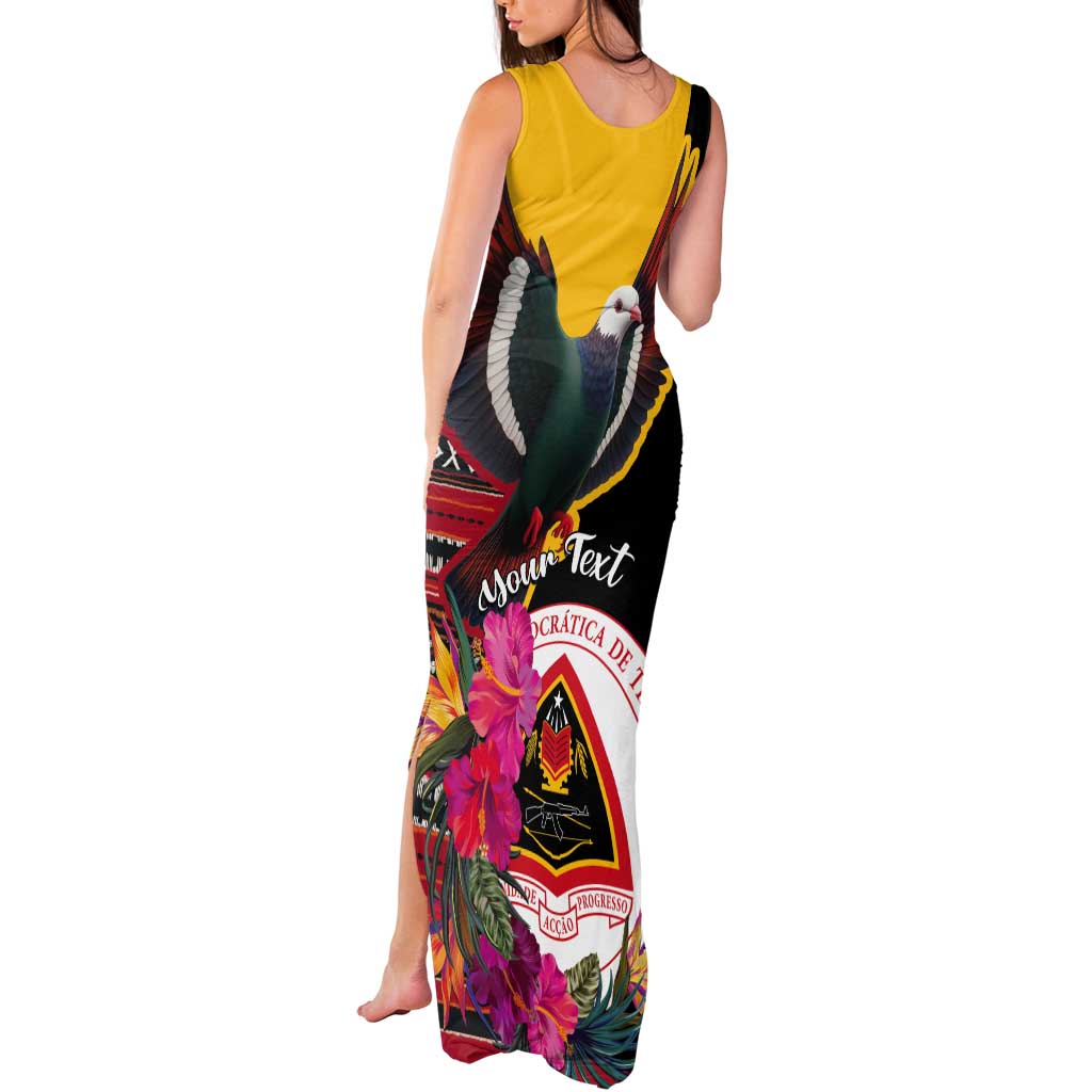 Personalized Timor-Leste Tank Maxi Dress Timor Imperial Pigeon Hibiscus - Wonder Print Shop
