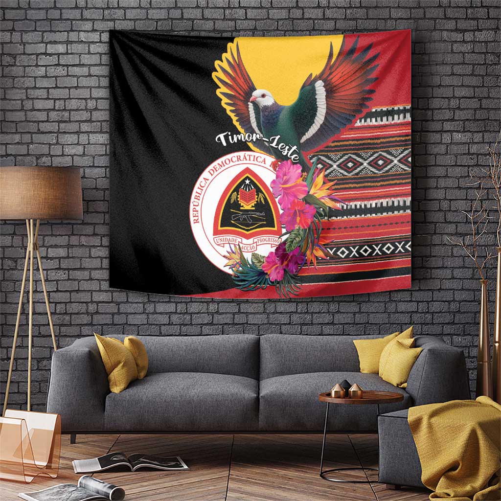 Timor-Leste Tapestry Timor Imperial Pigeon Hibiscus - Wonder Print Shop