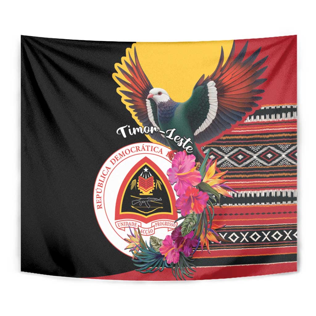 Timor-Leste Tapestry Timor Imperial Pigeon Hibiscus - Wonder Print Shop