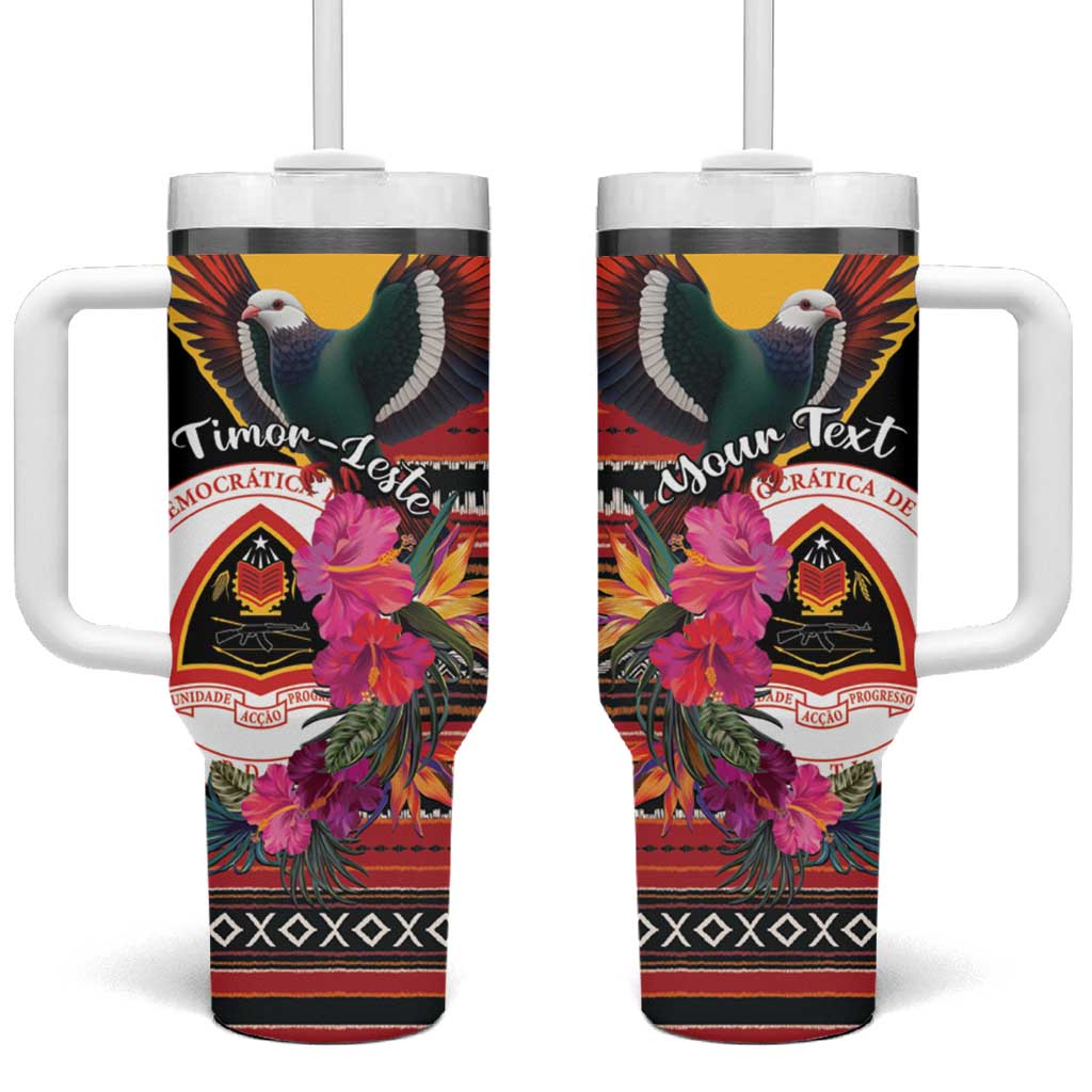 Personalized Timor-Leste Tumbler With Handle Timor Imperial Pigeon Hibiscus - Wonder Print Shop