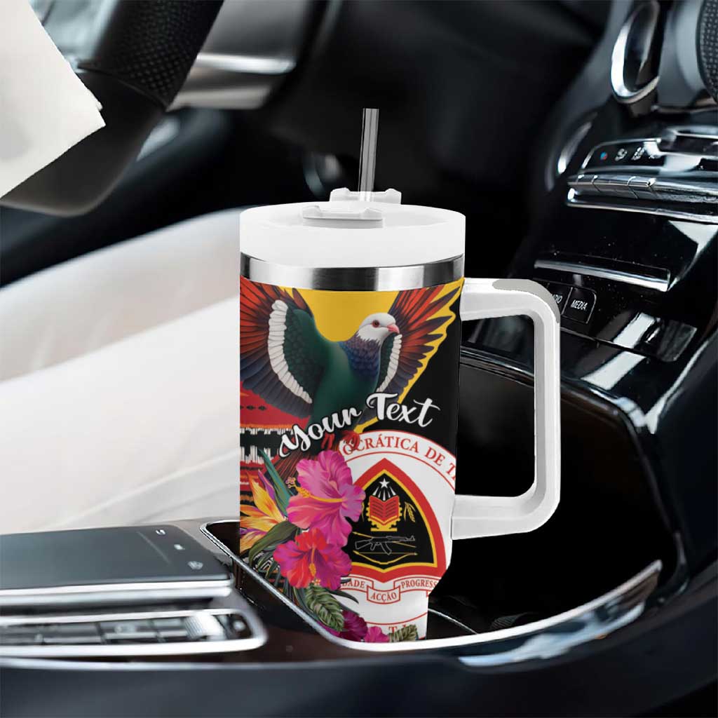 Personalized Timor-Leste Tumbler With Handle Timor Imperial Pigeon Hibiscus - Wonder Print Shop